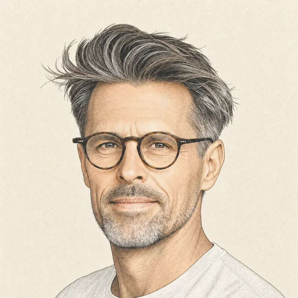 Illustrated portrait of Ryan Hanau, founder of Experience Plus